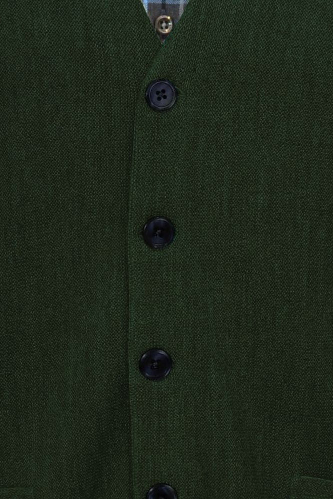 Baby Alpaca 'Links Stitch' V-Neck Cardigan Sweater in Olive Heather by Peru Unlimited