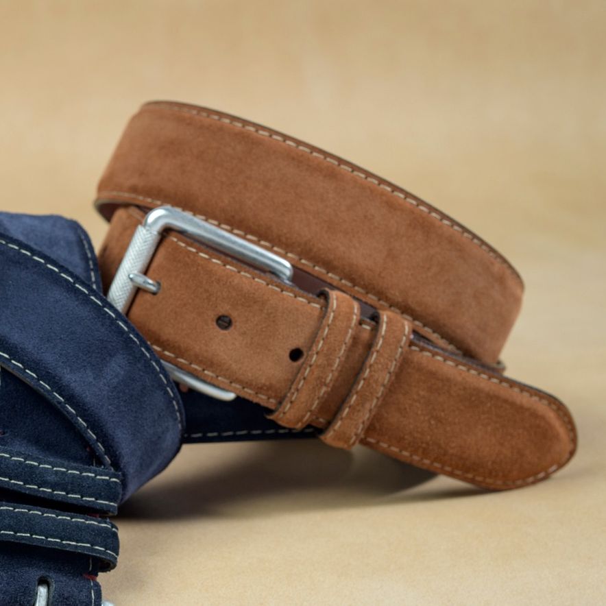 European Sueded Calfskin Belt in Whiskey by Torino Leather