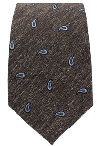 Neat Paisley Mélange Cotton-Blend Necktie in Brown, Sky, and Navy by Dibi Menswear