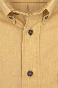 Solid Cotton and Wool Blend Button-Down Shirt in Dijon (Size Large) by Viyella