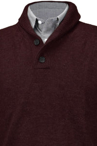 Royal Alpaca 2-Button Shawl Collar Sweater in Wine Heather (Size Medium) by Peru Unlimited
