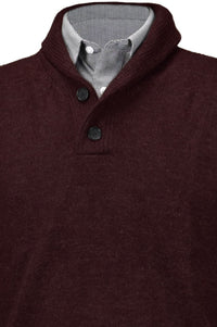 Royal Alpaca 2-Button Shawl Collar Sweater in Wine Heather (Size Medium) by Peru Unlimited