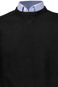 Royal Alpaca Sweatshirt-Style Crew Neck Sweater in Black by Peru Unlimited
