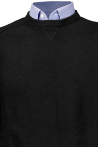 Royal Alpaca Sweatshirt-Style Crew Neck Sweater in Black by Peru Unlimited