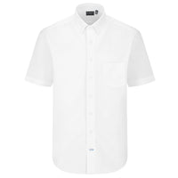 White Pique Knit Short Sleeve Sport Shirt with Button Down Collar by Leo Chevalier