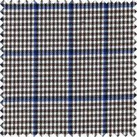 Brown and Blue Houndstooth Cotton and Wool Blend Button-Down Shirt by Viyella