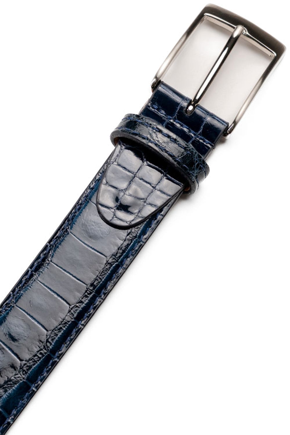 High Shine Alligator Belt in Navy by Zelli Italia