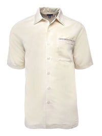 'Palm Portrait' Embroidered Short Sleeve Resort Hawaiian Shirt in Ivory by Weekender