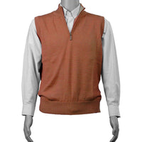 Royal Alpaca Half-Zip Mock Neck Sweater Vest in Brick Heather (Size Large) by Peru Unlimited