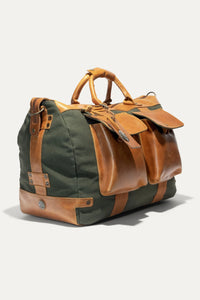 Canvas and Leather Travel Duffle in Hunter with Tan Leather by Will Leather Goods