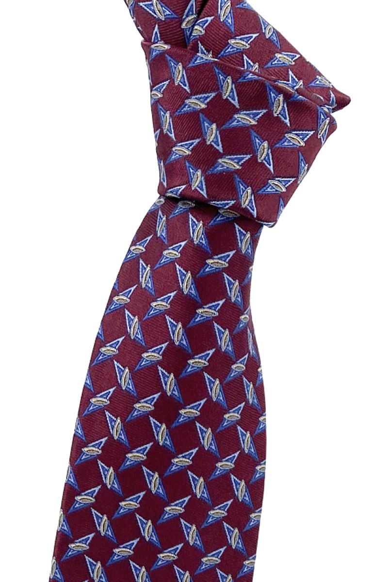 Burgundy and Blue Neat Geometric 'Best of Class' Woven Silk Tie by Robert Talbott