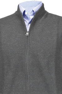 Royal Alpaca Double-Zip Cardigan Bomber Sweater Jacket in Grey by Peru Unlimited