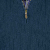 Baby Alpaca 'Links Stitch' Half-Zip Mock Neck Sweater in Midnight Blue by Peru Unlimited
