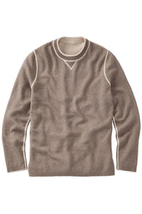 Reversible Cotton & Cashmere Sweater in Winter White/Beige by Borgo28