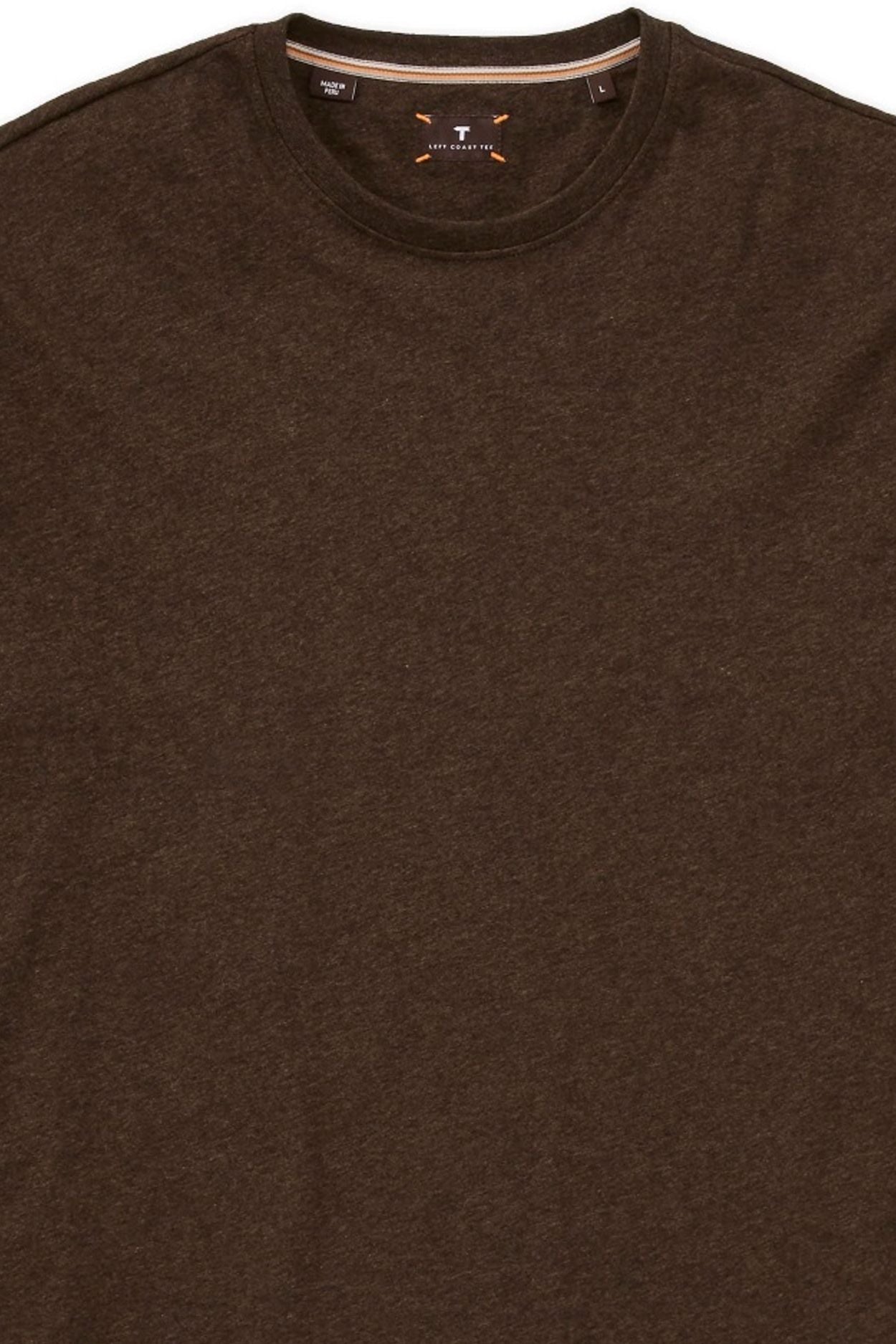 Luxe Mélange Long Sleeve Crew Neck Peruvian Cotton Tee Shirt in Brown by Left Coast Tee