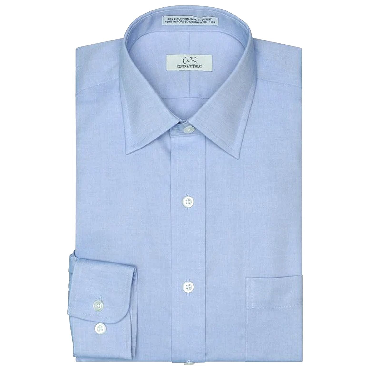 The Classic Blue - Wrinkle-Free Pinpoint Oxford Cotton Dress Shirt by