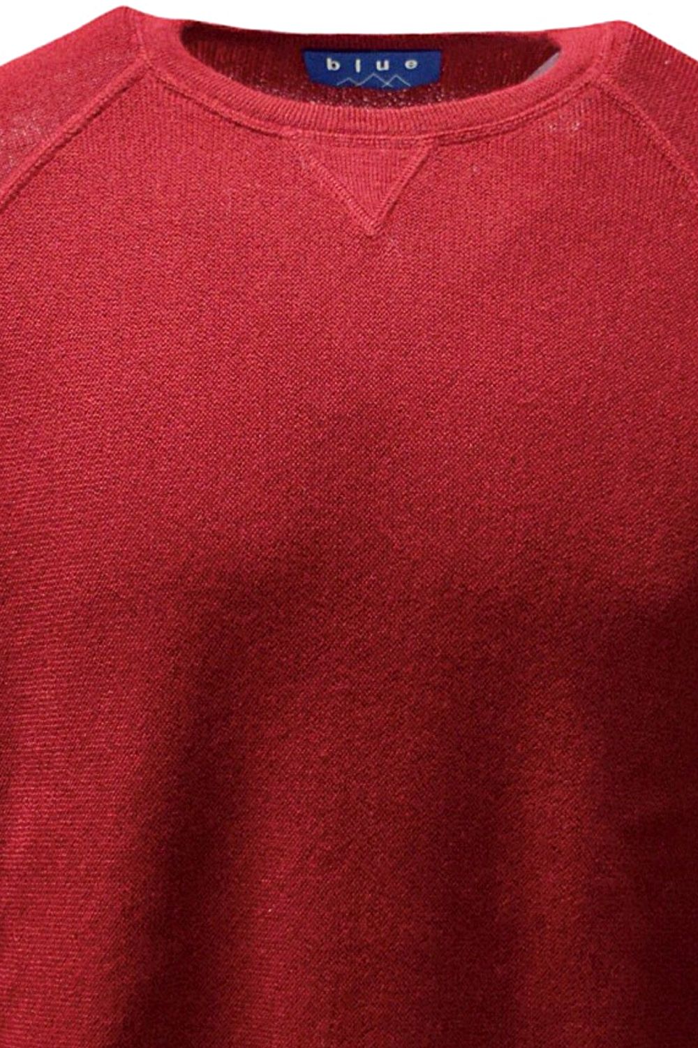 Baby Alpaca Links Knit Raglan Sleeve Sweatshirt-Style Sweater in College Red by Blue 1899