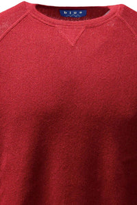 Baby Alpaca Links Knit Raglan Sleeve Sweatshirt-Style Sweater in College Red by Blue 1899