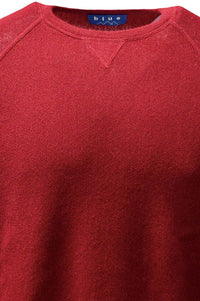 Baby Alpaca Links Knit Raglan Sleeve Sweatshirt-Style Sweater in College Red by Blue 1899