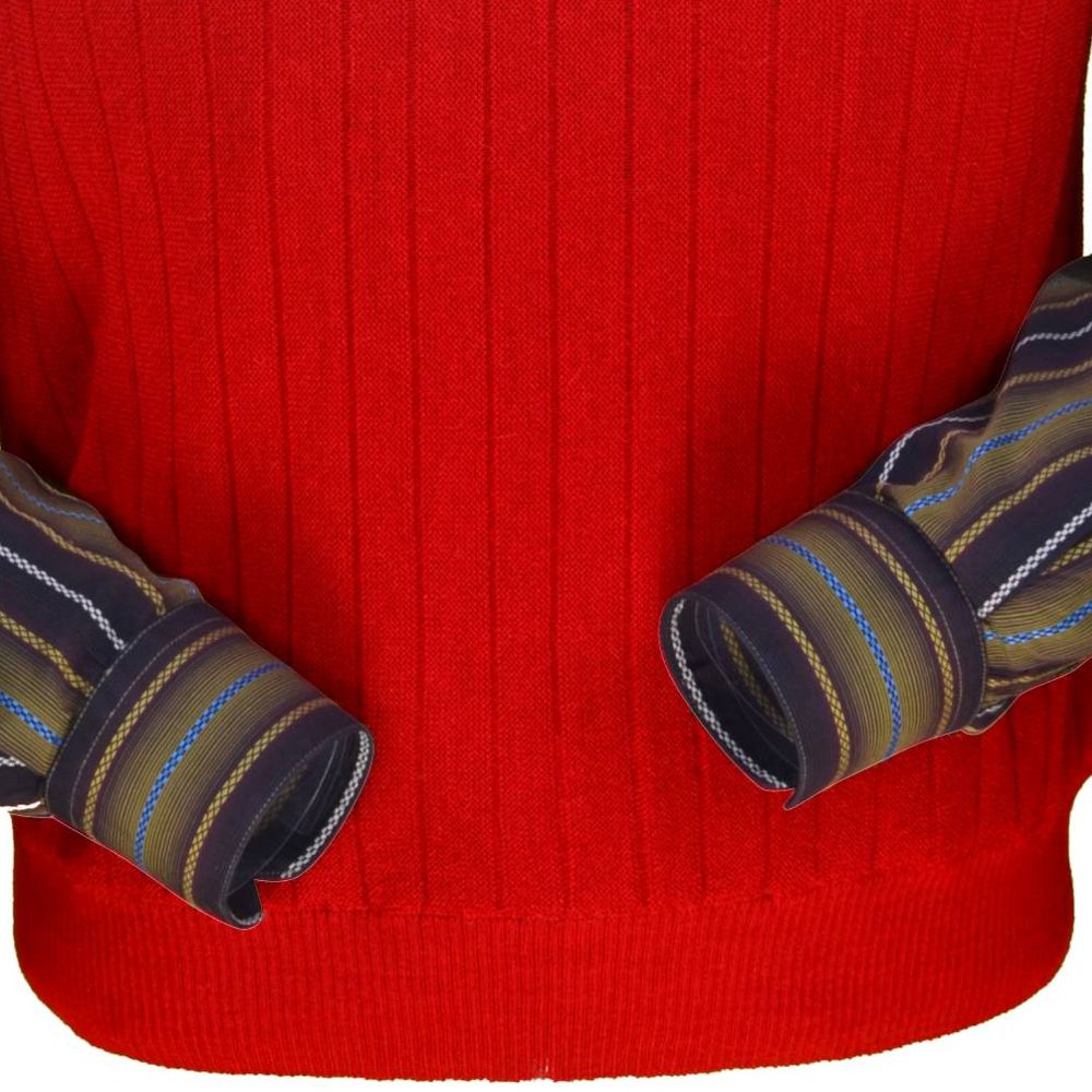 Baby Alpaca 'Links Stitch' Ribbed Zip-Neck Sweater Vest in Wisconsin Red by Peru Unlimited