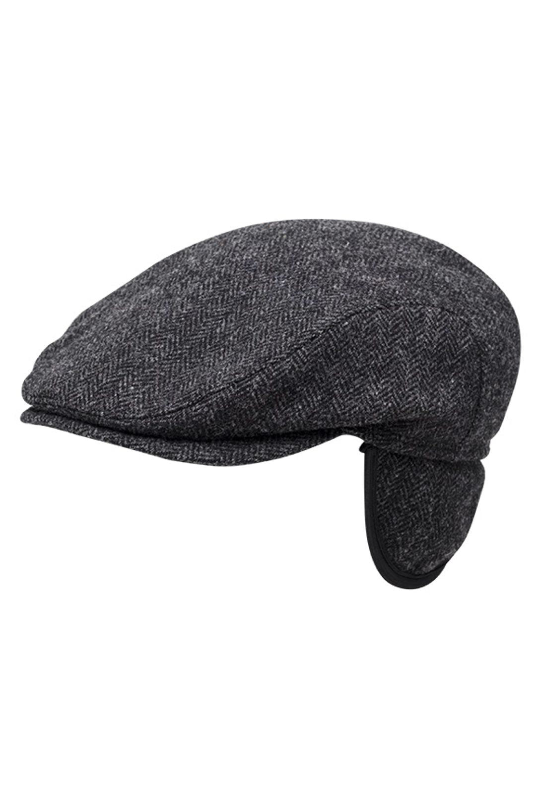 Ivy Slim Shetland Wool Cap with Earflaps in Herringbone (Choice of Colors) by Wigens