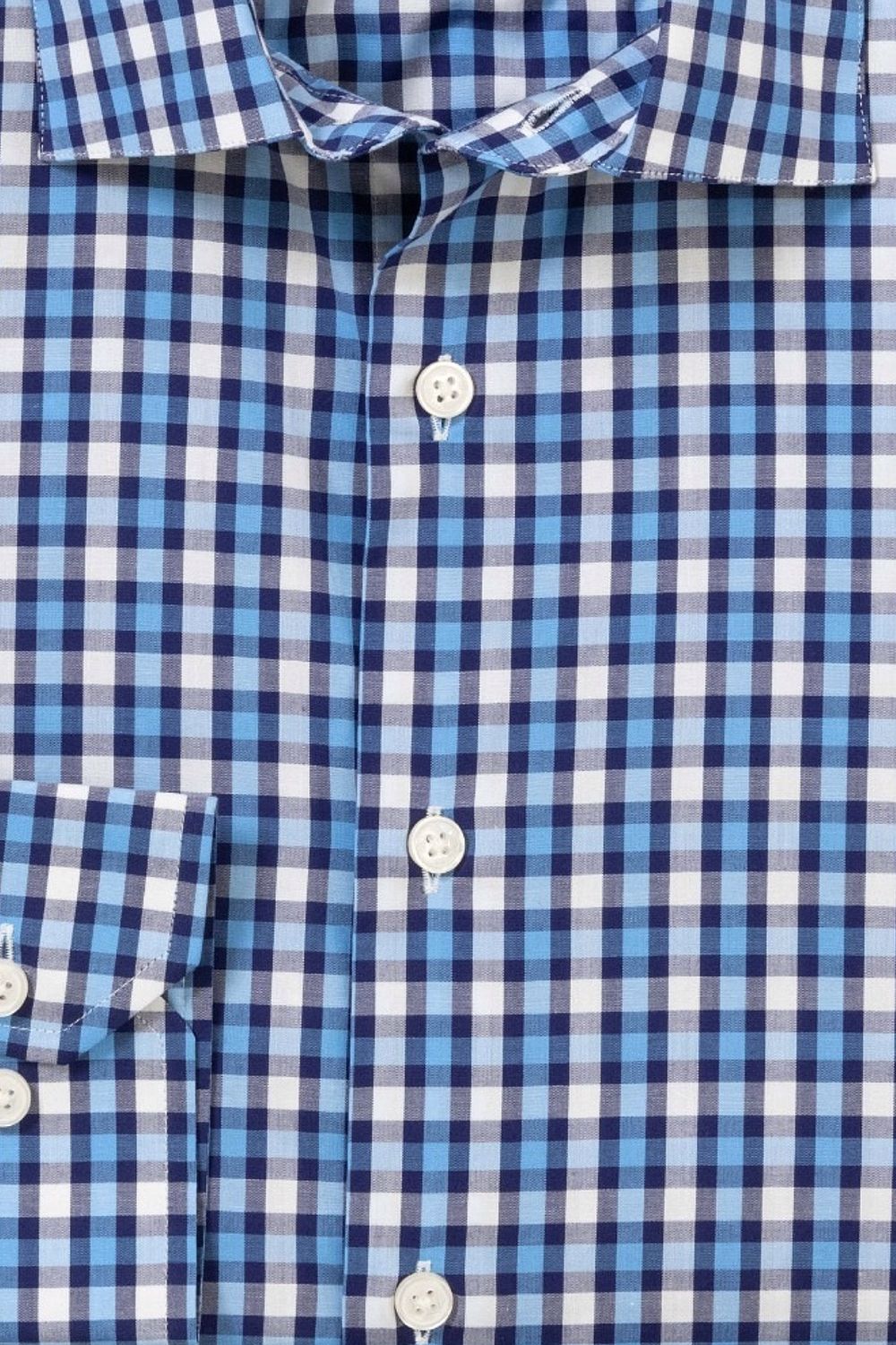 Weekend Plaid Cotton Sport Shirt in Midnight, White, and Blue by Scott Barber