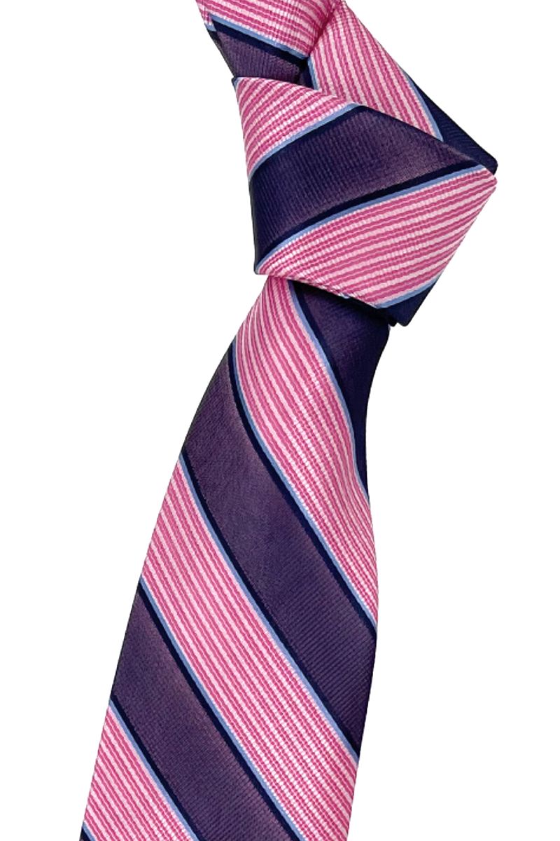 Pink, Purple and Light Blue Multi-Textured Stripe Woven Silk Tie by Robert Talbott
