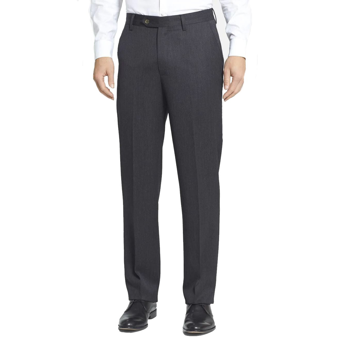 Super 100s Worsted Wool Gabardine Trouser in Medium Grey (Hampton Traditional Fit - Regular & Long Rise) by Berle