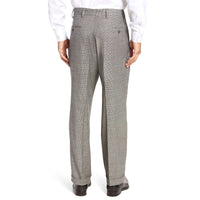 Stretch Wool Fancies Trouser in Black & White Houndstooth Check, Size 46 (Milan Double Reverse Pleat) by Berle