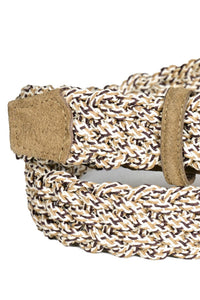 Italian Multicolored Woven Cotton Belt in Camel Multi by Torino Leather