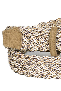 Italian Multicolored Woven Cotton Belt in Camel Multi by Torino Leather