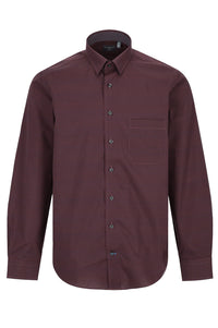 Burgundy, Black, and Wine Geometric Cotton Sport Shirt with Hidden Button Down Collar by Leo Chevalier
