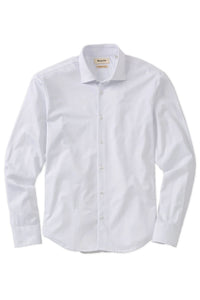 Italian Mercerized Cotton Knit Two-Ply Long-Sleeve Sport Shirt in White (Size Large) by Borgo28