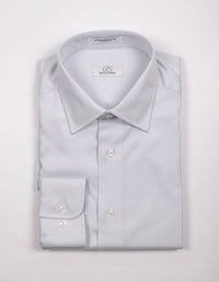 Solid Silver Grey Wrinkle-Free Cotton Dress Shirt, Size 17 1/2 - 36-37 (Tall Fit) by Cooper & Stewart by Cooper & Stewart