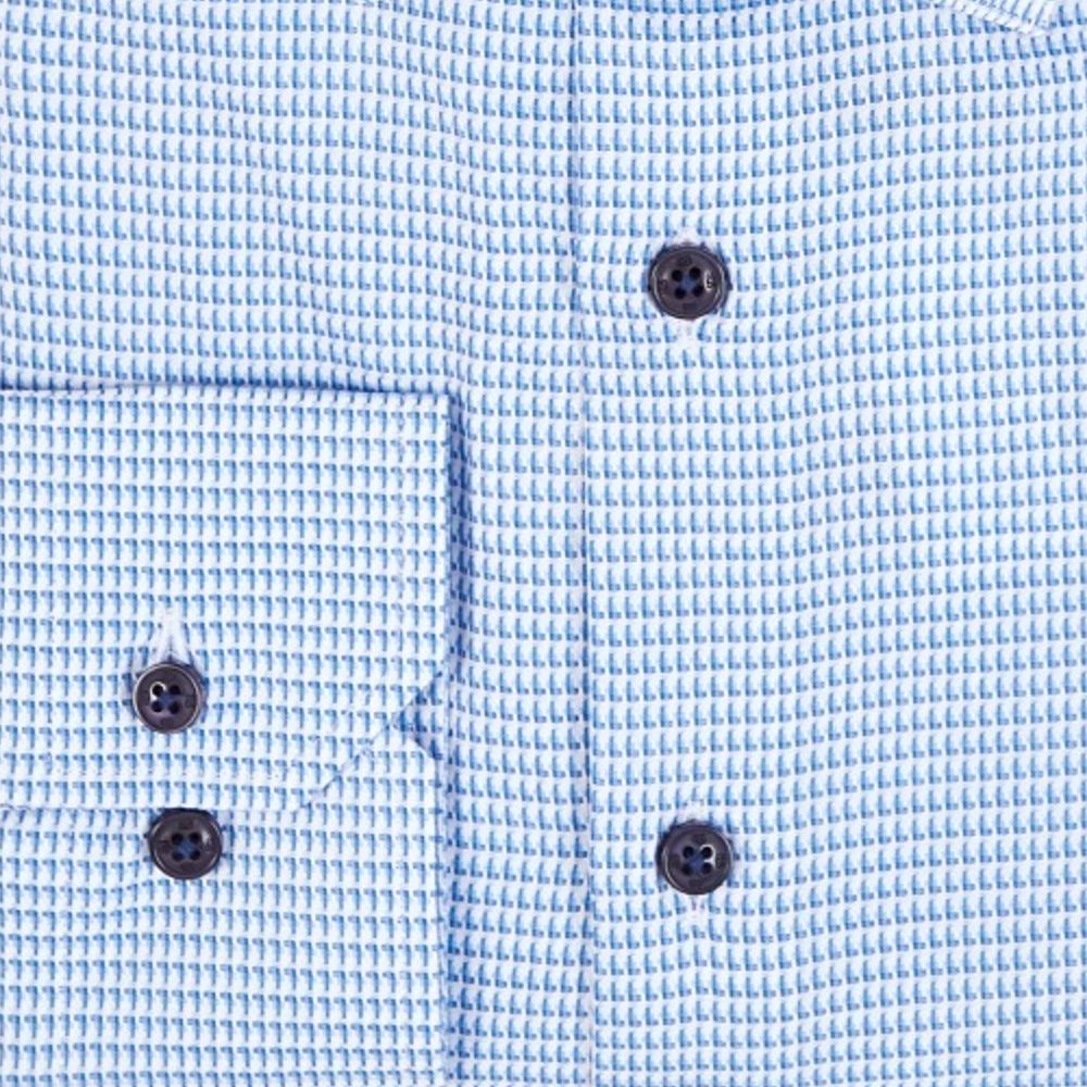 Dobby Micro Pattern Cotton Sport Shirt in Blue by Scott Barber