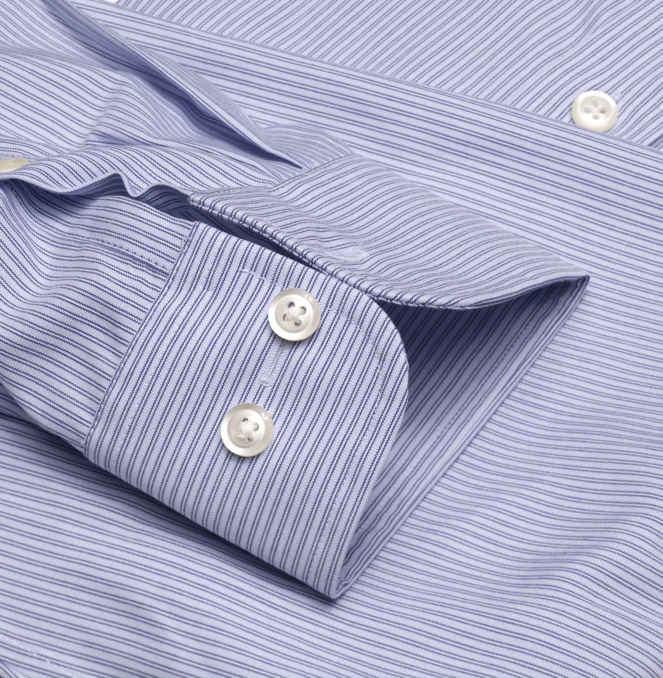 Blue Double Line Stripe Cotton Dress Shirt with Button-Down Collar (Tailored and Tailored Tall Fits) by Cooper & Stewart