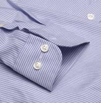 Blue Double Line Stripe Cotton Dress Shirt with Button-Down Collar (Tailored and Tailored Tall Fits) by Cooper & Stewart