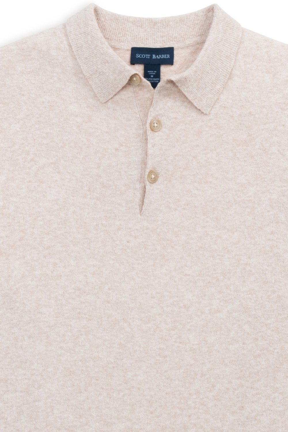 Fine Gauge Bouclé Knit Polo in Flax by Scott Barber