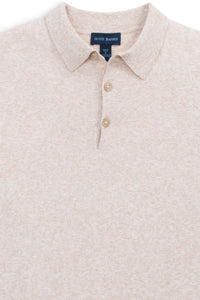 Fine Gauge Bouclé Knit Polo in Flax by Scott Barber