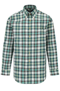 Summer Weight Green Multi Check Cotton and Wool Blend Button-Down Shirt by Viyella