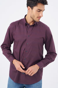 Burgundy, Black, and Wine Geometric Cotton Sport Shirt with Hidden Button Down Collar by Leo Chevalier