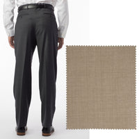 BIG FIT Sharkskin Super 120s Worsted Wool Comfort-EZE Trouser in Camel (Manchester Pleated Model) by Ballin