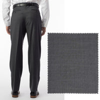 BIG FIT Sharkskin Super 120s Worsted Wool Comfort-EZE Trouser in Medium Grey (Manchester Pleated Model) by Ballin