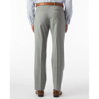 LONG FIT Super 120s Wool Gabardine Comfort-EZE Trouser in Pearl Grey (Plain Front Model) by Ballin