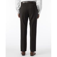 LONG FIT Super 120s Wool Gabardine Comfort-EZE Trouser in Dark Brown (Plain Front Model) by Ballin