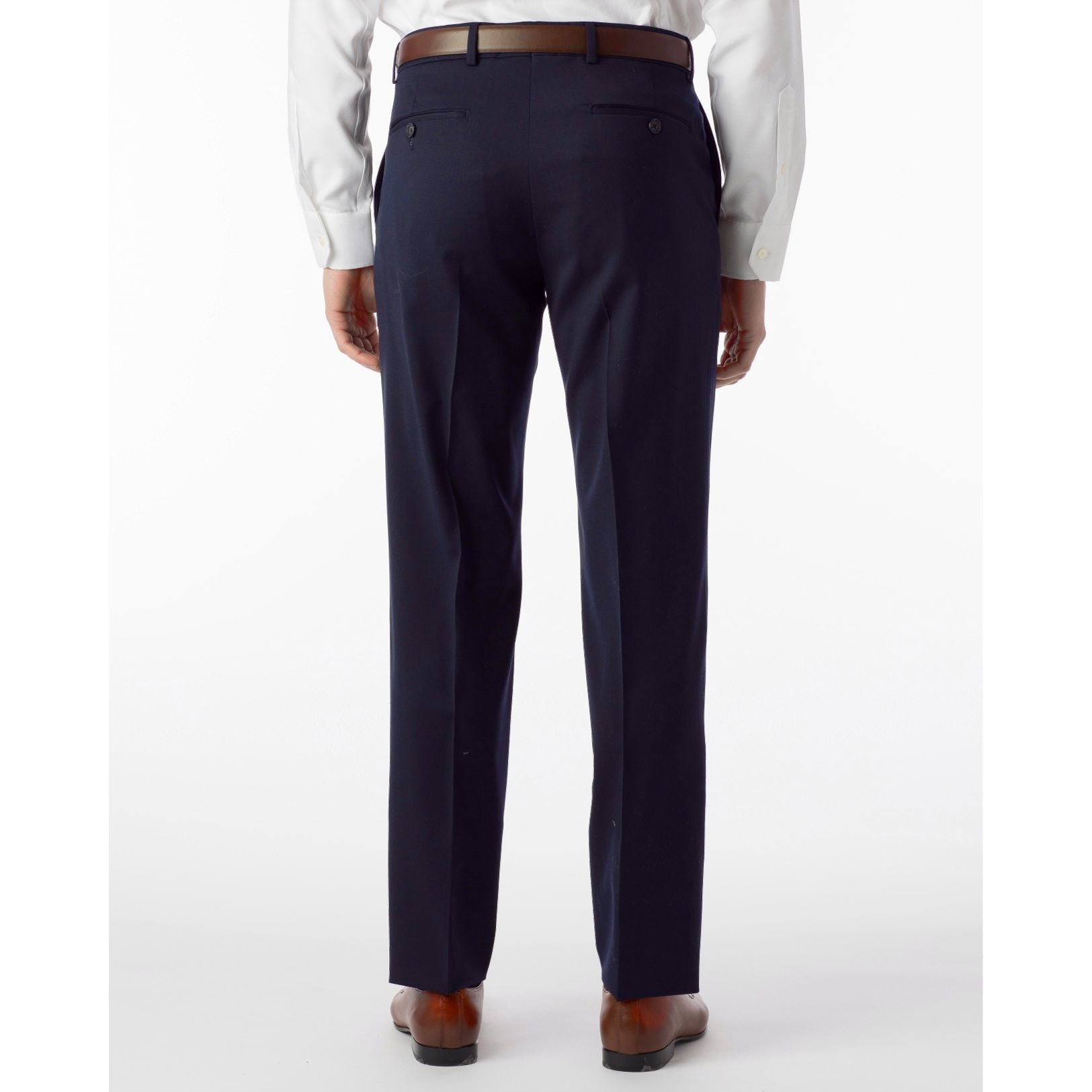 BIG FIT Super 120s Wool Gabardine Comfort-EZE Trouser in Mariner (Plain Front Model) by Ballin