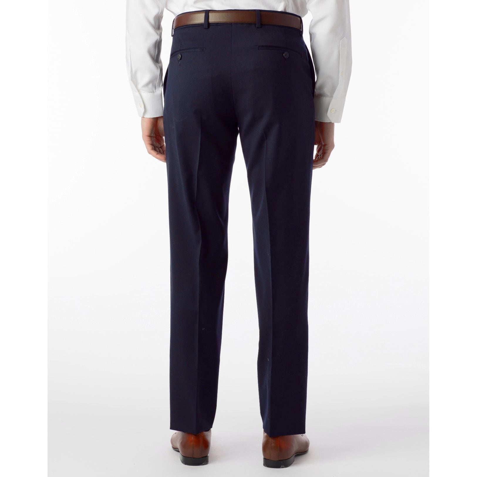 LONG FIT Super 120s Wool Gabardine Comfort-EZE Trouser in Mariner (Plain Front Model) by Ballin