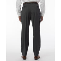 LONG FIT Super 120s Wool Gabardine Comfort-EZE Trouser in Medium Grey (Manchester Pleated Model) by Ballin