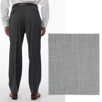 BIG FIT Super 120s Wool Gabardine Comfort-EZE Trouser in Pearl Grey (Manchester Pleated Model) by Ballin