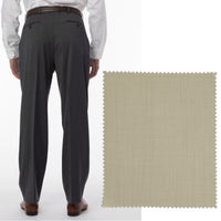 BIG FIT Super 120s Wool Gabardine Comfort-EZE Trouser in Oatmeal (Manchester Pleated Model) by Ballin